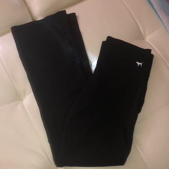 Pink Victoria secret black yoga pants lounge flare - Picture 1 of 5